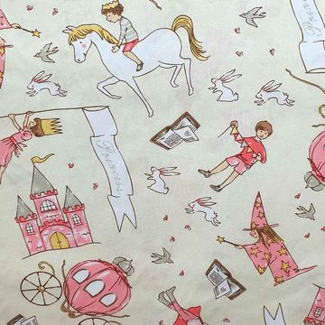 Tecido-Tricoline-Estampado-Conto-De-Fadas-Fundo-Bege Tecido-Tricoline-Estampado-Conto-De-Fadas-Fundo-Bege