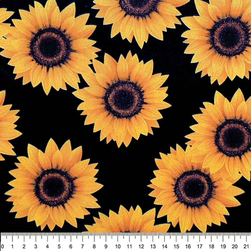 Tecido Tricoline Estampado Floral Girassol Grande Della Aviamentos