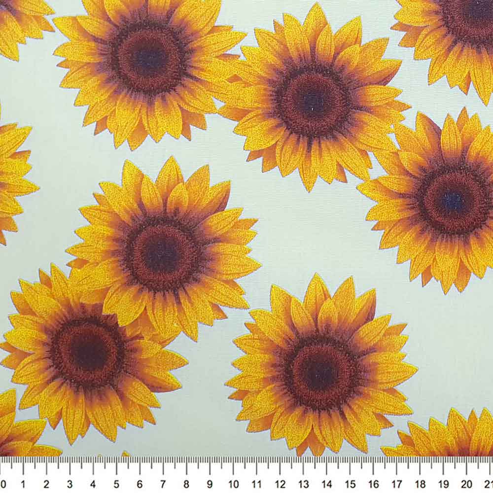Tecido Tricoline Estampado Floral Girassol Grande Della Aviamentos