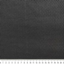 Tecido-Tricoline-Estampado-Poa-Mini-branco-Fundo-Preto-Della-Aviamentos.