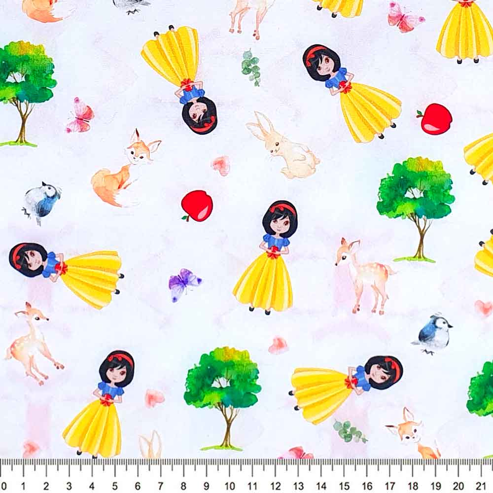 Tecido Tricoline Digital Branca De Neve - Della Aviamentos