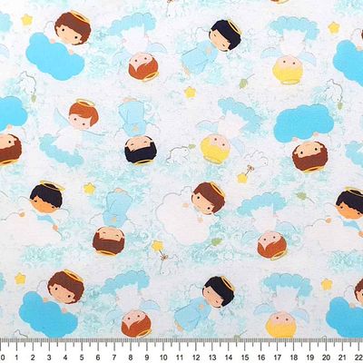 Tecido-Tricoline-Digital-Anjos-Fundo-Azul-Della-Aviamentos.