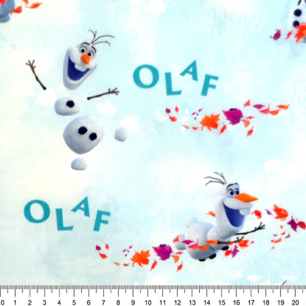 Tecido-Tricoline-Colecao-Frozen-Olaf-Fundo-Branco-Della-Aviamentos.