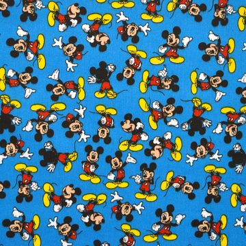 Tecido-Tricoline-Estampado-Colecao-Disney-Mickey-Mouse-Fundo-Azul-Della-Aviamentos. Tecido-Tricoline-Estampado-Colecao-Disney-Mickey-Mouse-Fundo-Azul-Della-Aviamentos.