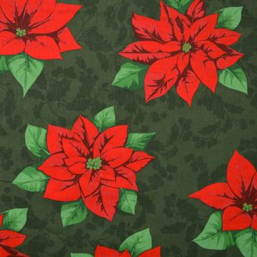 Tecido-Tricoline-Natal-Poinsetia-Grande-Fundo-Verde-Della-Aviamentos. Tecido-Tricoline-Natal-Poinsetia-Grande-Fundo-Verde-Della-Aviamentos.