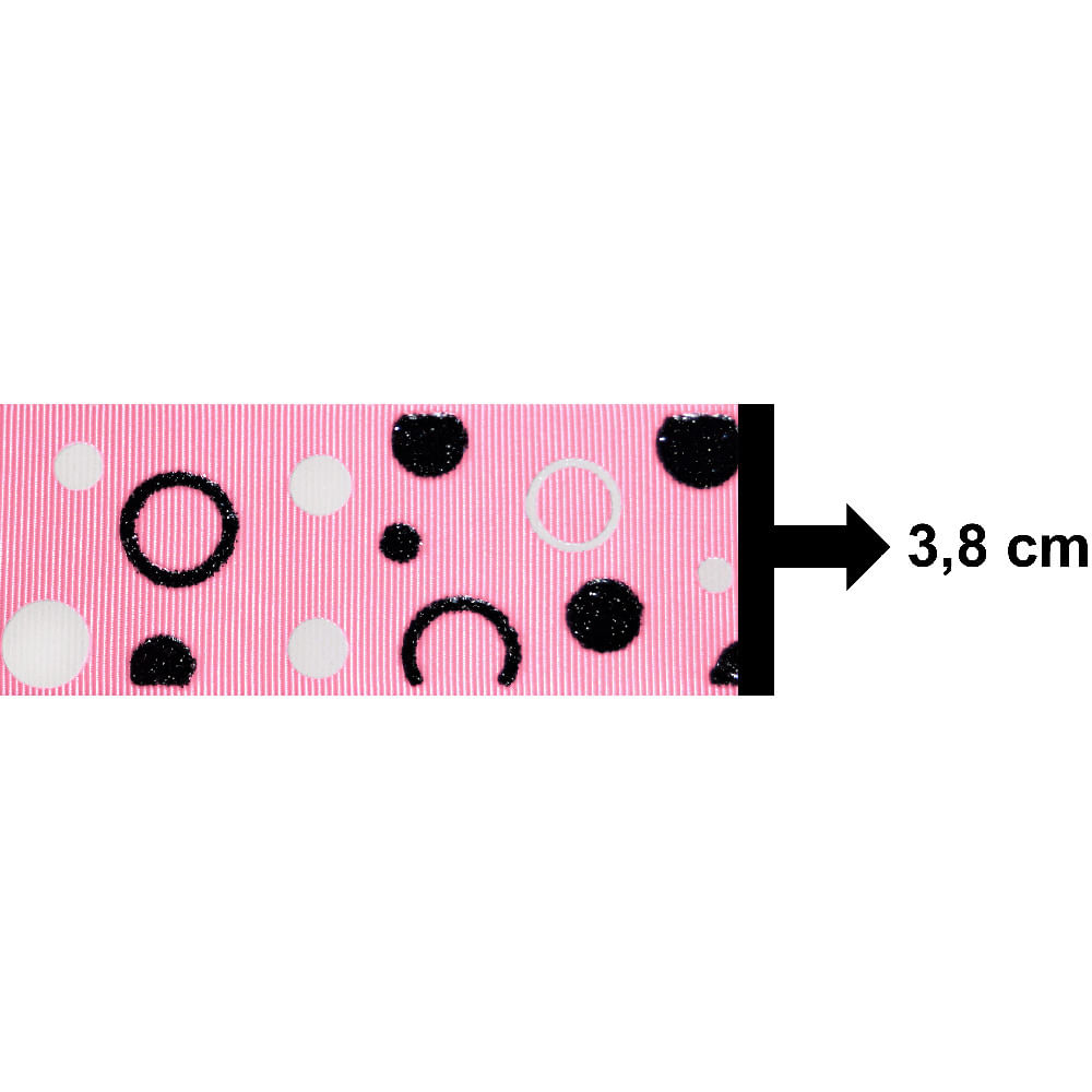Fita-de-Gorgurao-Decorada-Progresso-38-mm-Rolo-de-10-metros-Cor-21-Bolas-Fundo-Rosa-Della-Aviamentos
