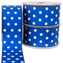 Fita-de-Gorgurao-Decorada-Progresso-38-mm-Rolo-de-10-metros-Cor-206-Poa-Branco-Fundo-Azul-Capa-Della-Aviamentos