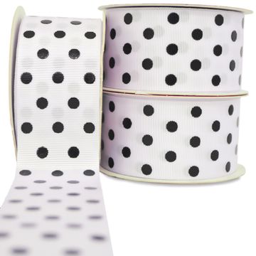 Fita-de-Gorgurao-Decorada-Progresso-38-mm-Rolo-de-10-metros-Cor-201-Poa-Preto-Fundo-Branco-Capa-Della-Aviamentos Fita-de-Gorgurao-Decorada-Progresso-38-mm-Rolo-de-10-metros-Cor-201-Poa-Preto-Fundo-Branco-Capa-Della-Aviamentos