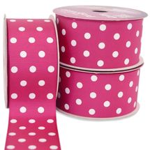 Fita-de-Gorgurao-Decorada-Progresso-38-mm-Rolo-de-10-metros-Cor-303-Poa-Branco-Fundo-Pink-Capa-Della-Aviamentos