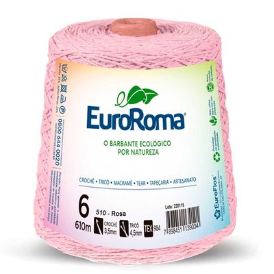 Barbante-Colorido-EuroRoma-nº-6-510-Rosa-Bebe-Della-Aviamentos