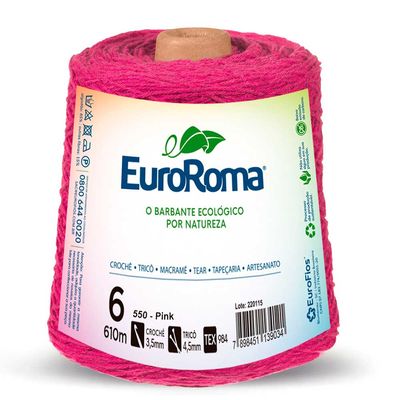 Barbante-Colorido-EuroRoma-nº-6-550-Pink-Della-Aviamentos