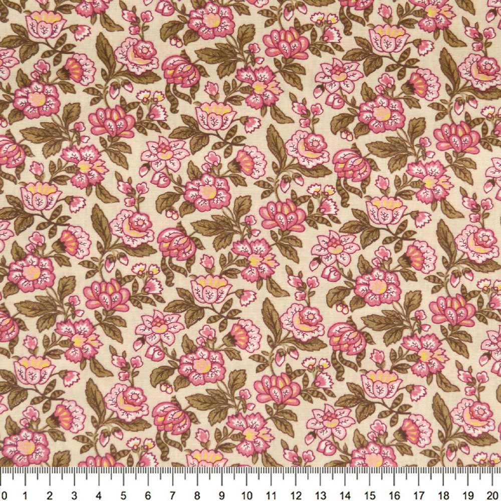 Tecido-Tricoline-Floral-Brigitte-Bardot-Fundo-Cru