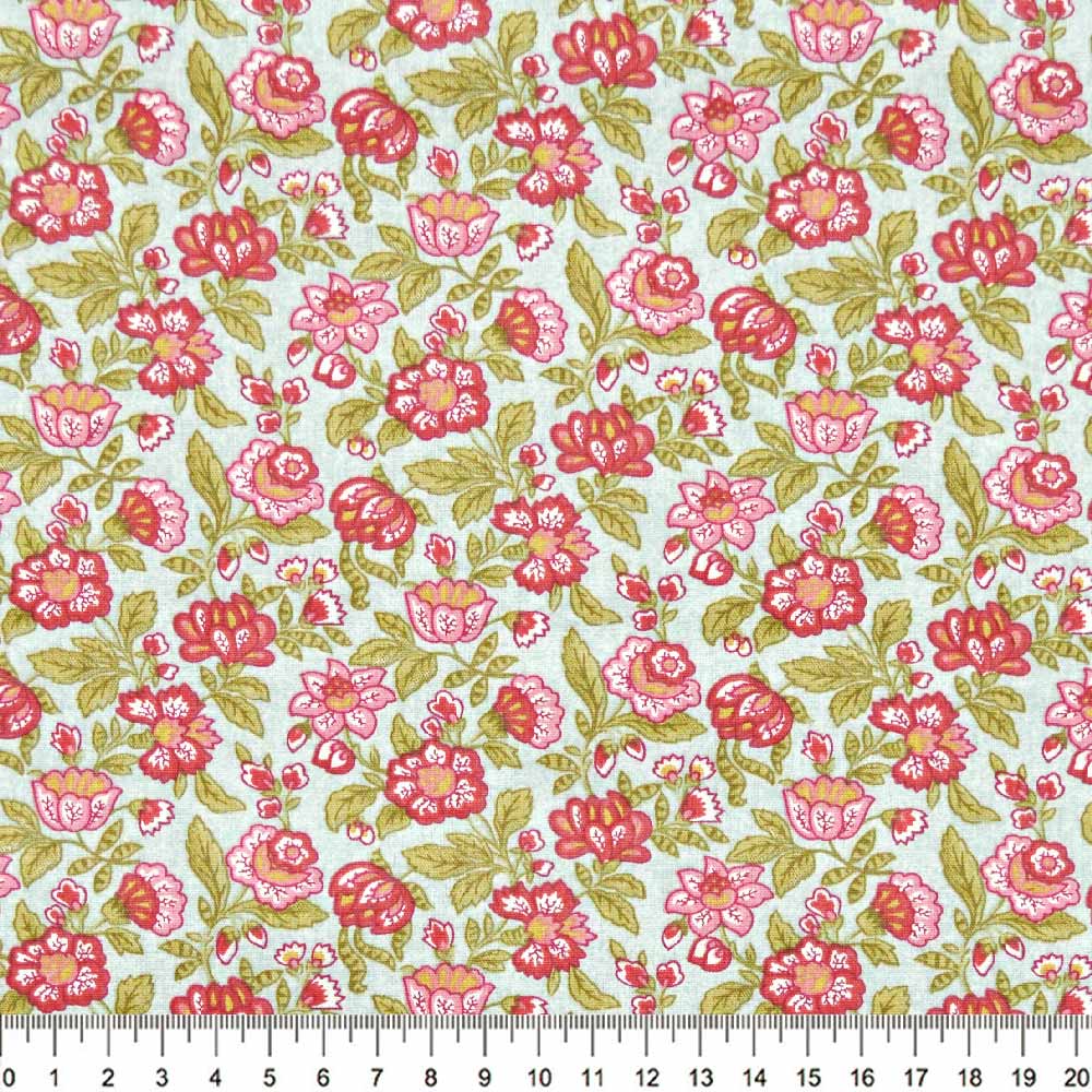 Tecido-Tricoline-Floral-Brigitte-Bardot-Fundo-Verde-Jade