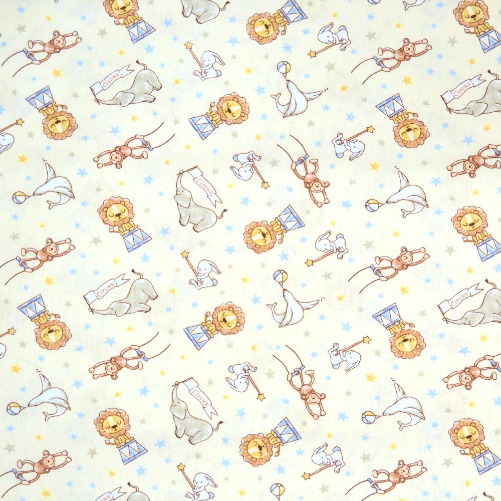 Tecido-Tricoline-Infantil-Animais-Acrobatas-Fundo-Creme-Com-Azul-9203