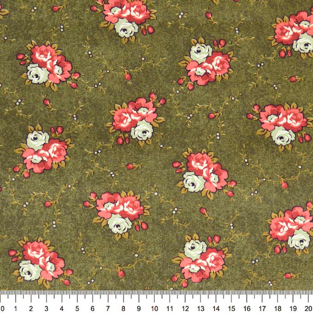 Tecido-Tricoline-Floral-Marilyn-Monroe-Fundo-Verde-Musgo