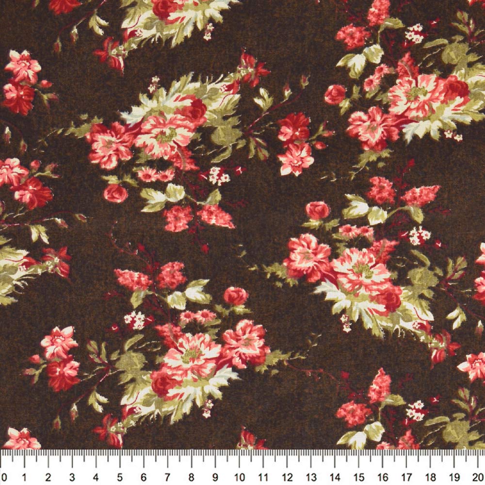 Tecido-Tricoline-Floral-Catherine-Fundo-Marrom