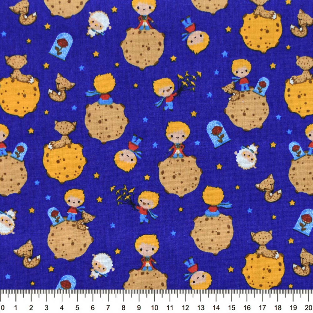 Tecido-Tricoline-Pequeno-Principe-Fundo-Azul-Bic-Della-Aviamentos