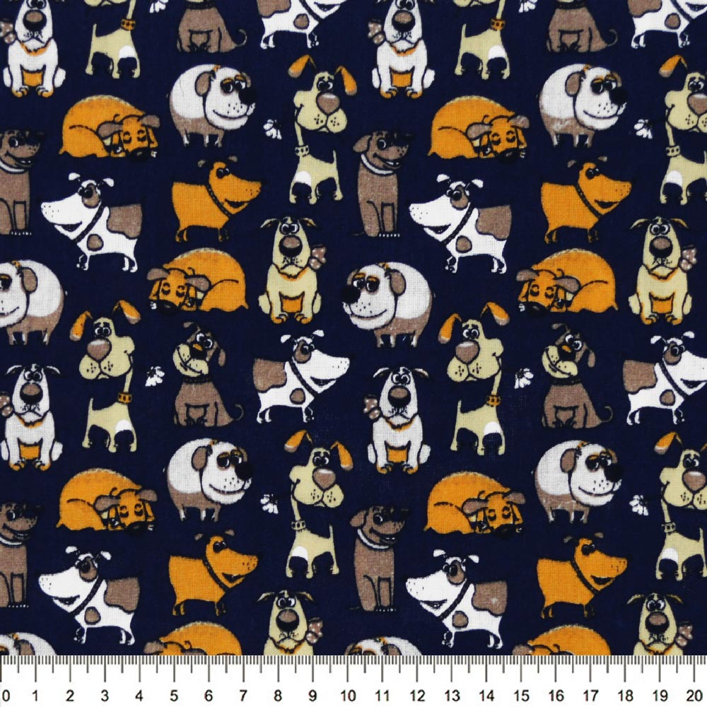 Tecido-Tricoline-Cachorros-Fundo-Azul-Marinho-Della-Aviamentos-9497.