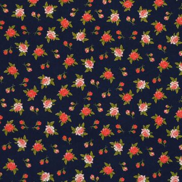 Tecido-Tricoline-Floral-Rosas-Fundo-Azul-Marinho-Della-Aviamentos-9475 Tecido-Tricoline-Floral-Rosas-Fundo-Azul-Marinho-Della-Aviamentos-9475