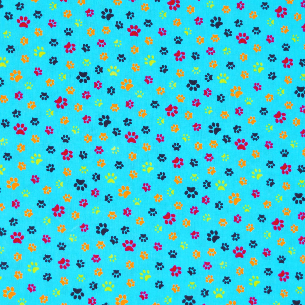 Tecido-Tricoline-Pegadas-Coloridas-Fundo-Azul-Della-Aviamentos-9466