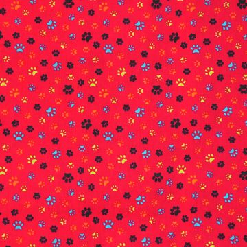 Tecido-Tricoline-Pegadas-Coloridas-Fundo-Vermelho-Della-Aviamentos-9465 Tecido-Tricoline-Pegadas-Coloridas-Fundo-Vermelho-Della-Aviamentos-9465