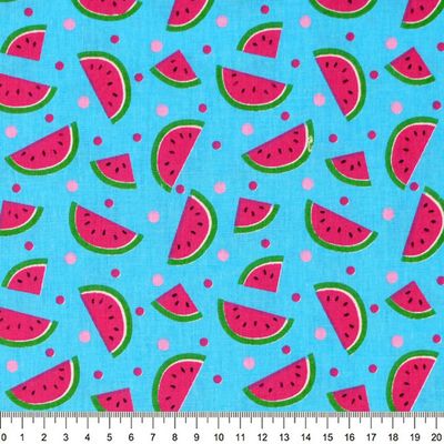 Tecido-Tricoline-Melancia-com-Poa-Fundo-Azul-9631.