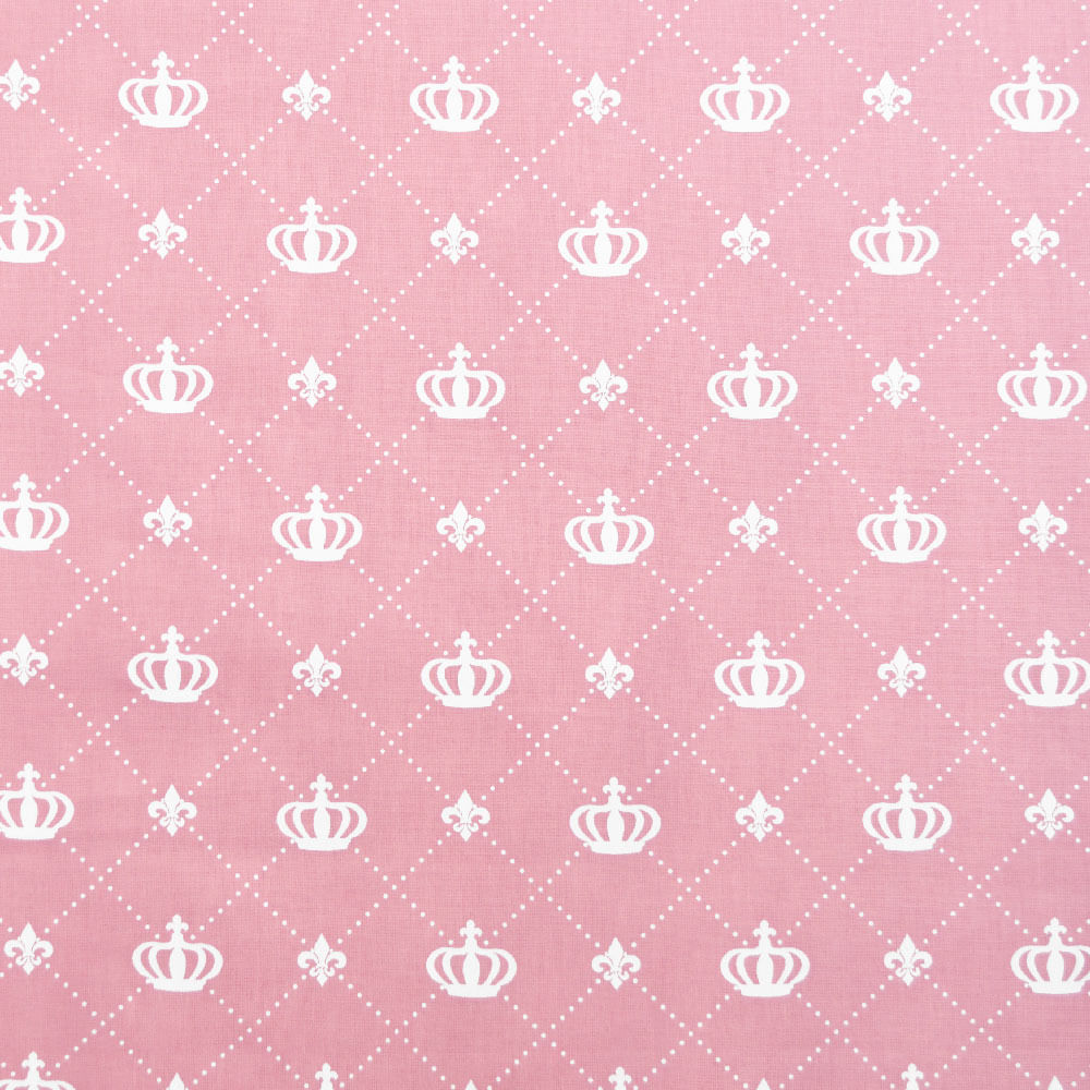 Tecido-Tricoline-Coroa-Grande-Fundo-Rosa-Della-Aviamentos-9478