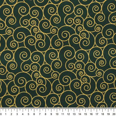 Tecido-Tricoline-Textura-Espiral-Dourado-Fundo-Verde-Della-Aviamentos-9685.