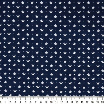 Tecido-tricoline-Coroa-Pequena-Fundo-Azul-Marinho-Della-Aviamentos-9736.