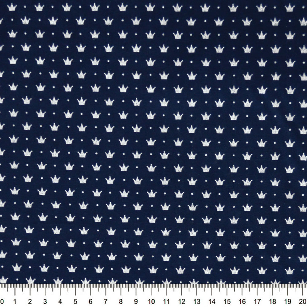 Tecido-tricoline-Coroa-Pequena-Fundo-Azul-Marinho-Della-Aviamentos-9736.
