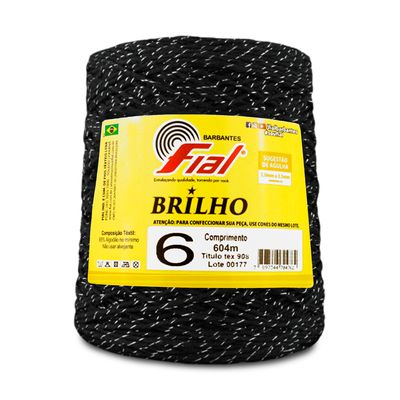 Barbante-Brilho-n-6-Fial-604-m-cor-99-Preto-Brilho-Prata-Della-Aviamentos
