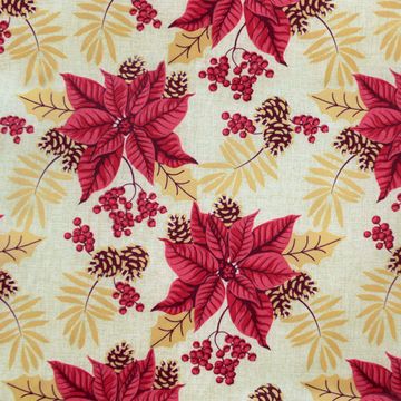Tecido-Tricoline-Poinsetia-Grande-Fundo-Textura-Bege-Della-Aviamentos-10524 Tecido-Tricoline-Poinsetia-Grande-Fundo-Textura-Bege-Della-Aviamentos-10524