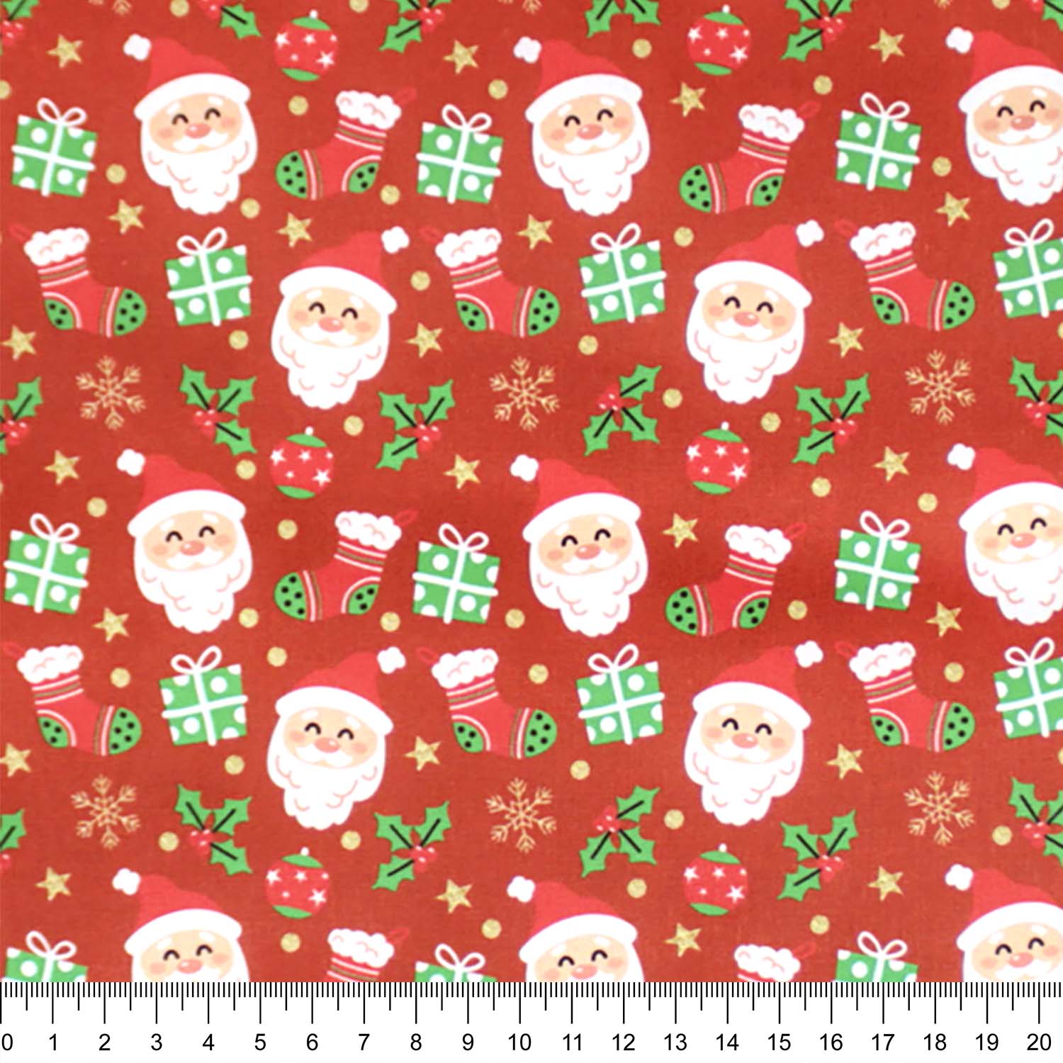 Tecido Tricoline Natal Desenho Papai Noel Fundo Verde - 50cm x 1,50mt -  Loja Lider Tecidos
