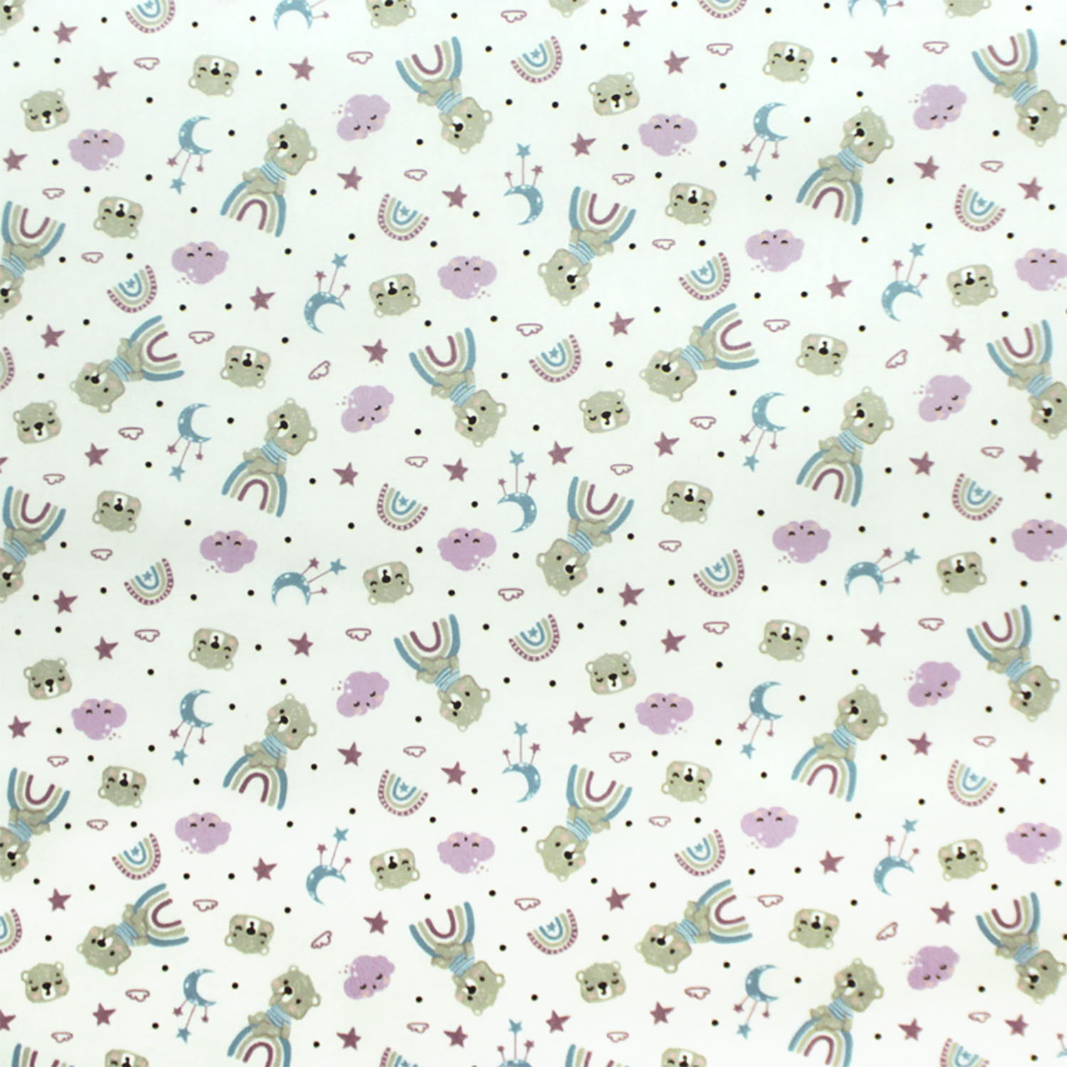 Tecido-Tricoline-Ursos-Nuvens-Rosa-Fundo-Bege-Della-Aviamentos-10475
