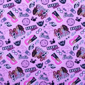 tecido-tricoline-digital-barbie-fundo-rosa-11162-30 tecido-tricoline-digital-barbie-fundo-rosa-11162-30