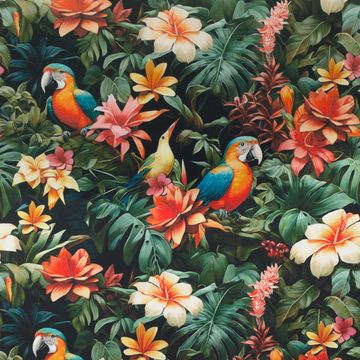 tecido-tricoline-digital-floral-com-arara-30cm-11306 tecido-tricoline-digital-floral-com-arara-30cm-11306