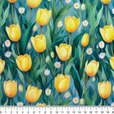 tricoline-tulipas-amarela-fundo-verde-20-della-aviamentos