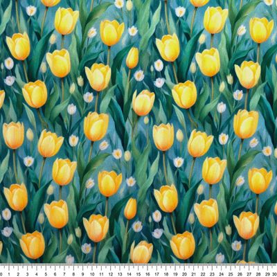 tricoline-tulipas-amarela-fundo-verde-30-della-aviamentos