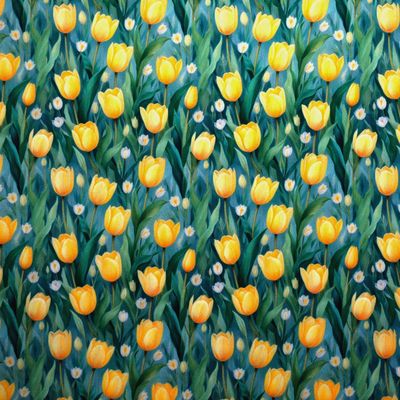 tricoline-tulipas-amarela-fundo-verde-40-della-aviamentos